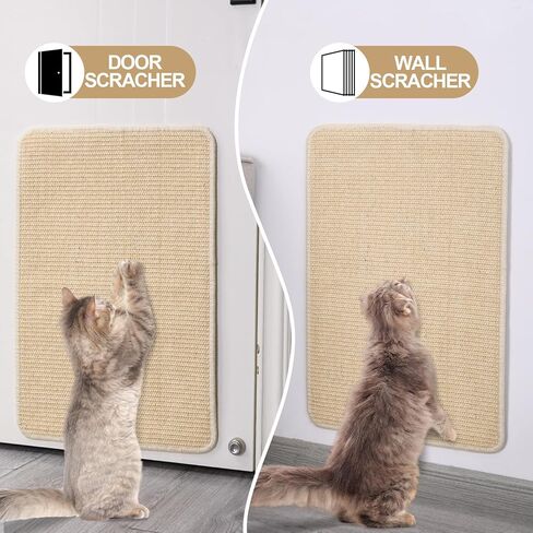 Wedding Pails 2PCS Cat Scratching Mat,23.6x15.7" Natural Sisal Cat Wall Scratcher with Hook Loop Tape Cat Scratching Rug for Indoor Cats,Stick on Floor and Wall,Protect Carpet Couch Furniture in Kuwait