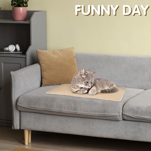 Wedding Pails 2PCS Cat Scratching Mat,23.6x15.7" Natural Sisal Cat Wall Scratcher with Hook Loop Tape Cat Scratching Rug for Indoor Cats,Stick on Floor and Wall,Protect Carpet Couch Furniture in Kuwait