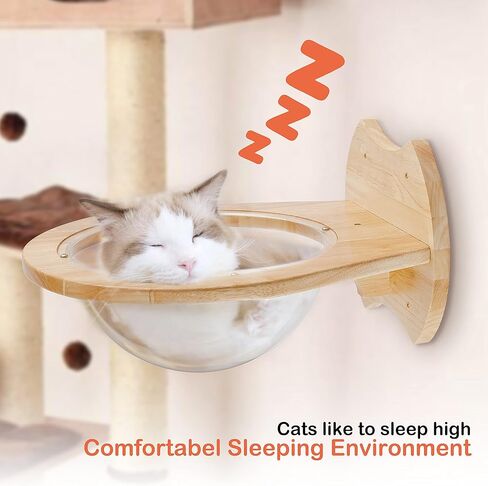 أثاث مثبت على الحائط للقطط، أرجوحة خشبية حديثة ممتازة من الأكريليك على شكل قبة أرفف ومجاثم للجدار، بوزن يصل إلى 33 رطلًا in Kuwait