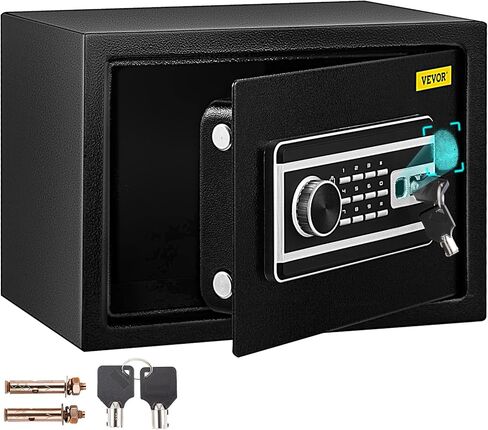 VEVOR Safe Box, 0.8 CU.FT Fingerprint Safe Box for Money w/ 2 Keys & Digital Keypad, Q235 Steel Safe Box for Storing Cash, Jewelry, Pistols, Documents, Watches in Home & Office & Hotel in Saudi Arabia