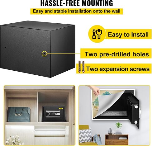 VEVOR Safe Box, 0.8 CU.FT Fingerprint Safe Box for Money w/ 2 Keys & Digital Keypad, Q235 Steel Safe Box for Storing Cash, Jewelry, Pistols, Documents, Watches in Home & Office & Hotel in Saudi Arabia