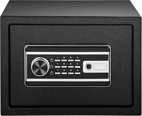 VEVOR Safe Box, 0.8 CU.FT Fingerprint Safe Box for Money w/ 2 Keys & Digital Keypad, Q235 Steel Safe Box for Storing Cash, Jewelry, Pistols, Documents, Watches in Home & Office & Hotel in Saudi Arabia