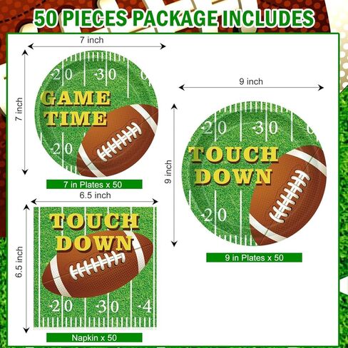 مجموعة لوازم حفلات كرة القدم تكفي 50 شخصًا، تتضمن أطباق عشاء مقاس 9 بوصات، وأطباق حلوى مقاس 7 بوصات، ومناديل - ديكورات حفلات أعياد ميلاد كرة القدم لمحبي الرياضة وحفلات استقبال المولود الجديد in Kuwait