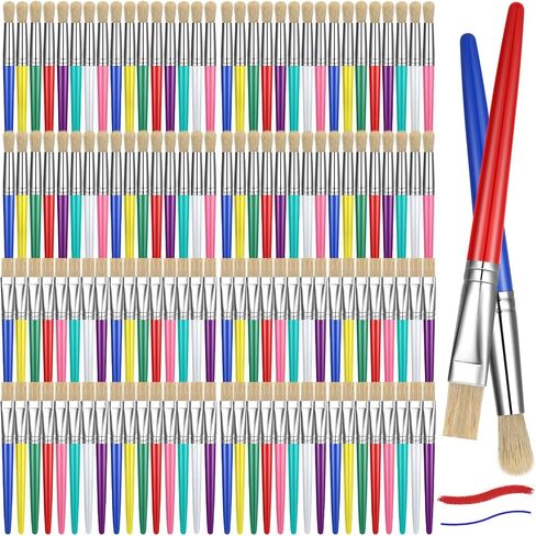 Jutom 240 Pieces Paint Brushes for Kids Round Flat Toddler Paint Brushes Set Chubby Paintbrushes Kids Easy Hold and Clean Toddler Craft Supplies for Acrylic Oil Watercolor Washable Paint, Multicolored in Saudi Arabia