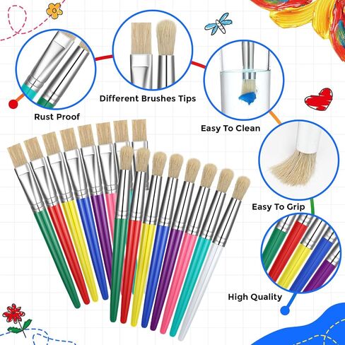 Jutom 240 Pieces Paint Brushes for Kids Round Flat Toddler Paint Brushes Set Chubby Paintbrushes Kids Easy Hold and Clean Toddler Craft Supplies for Acrylic Oil Watercolor Washable Paint, Multicolored in Saudi Arabia