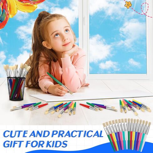 Jutom 240 Pieces Paint Brushes for Kids Round Flat Toddler Paint Brushes Set Chubby Paintbrushes Kids Easy Hold and Clean Toddler Craft Supplies for Acrylic Oil Watercolor Washable Paint, Multicolored in Saudi Arabia