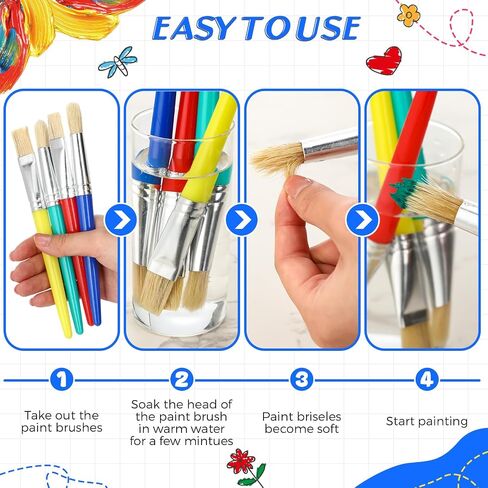 Jutom 240 Pieces Paint Brushes for Kids Round Flat Toddler Paint Brushes Set Chubby Paintbrushes Kids Easy Hold and Clean Toddler Craft Supplies for Acrylic Oil Watercolor Washable Paint, Multicolored in Saudi Arabia