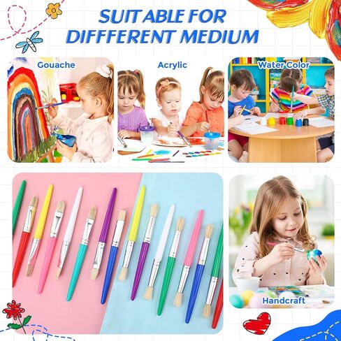 Jutom 240 Pieces Paint Brushes for Kids Round Flat Toddler Paint Brushes Set Chubby Paintbrushes Kids Easy Hold and Clean Toddler Craft Supplies for Acrylic Oil Watercolor Washable Paint, Multicolored in Saudi Arabia