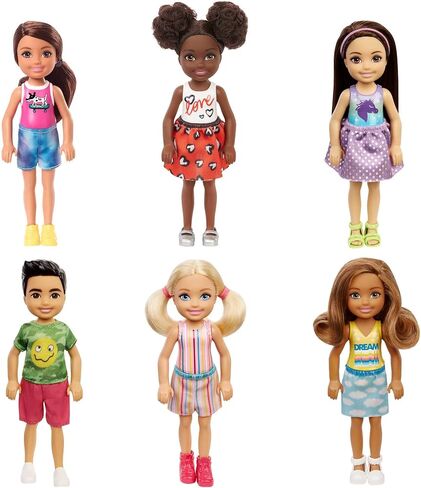 Barbie Chelsea Doll, Small Doll with Black Hair in Afro Puffs Wearing Removable Heart-Print Skirt & Metallc Shoes in Saudi Arabia