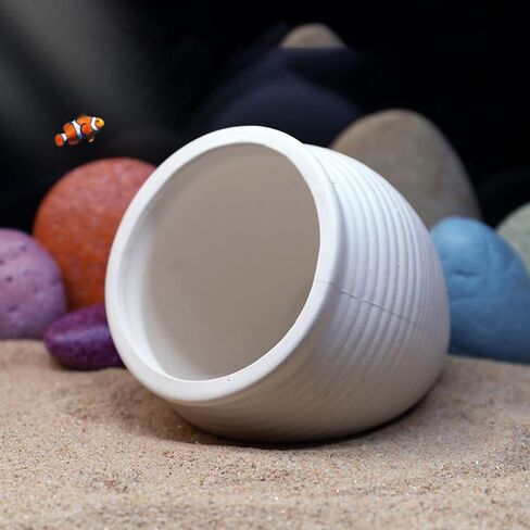 Saim Aquarium Jar Decorations - Fish Tank Ceramic Pot Cave Fish Breeding Cones Hideaway Cave for Fighting Fish, Cichlids, Amano Shrimp,Bonsai to Play, Hide and Rest [White] in Saudi Arabia