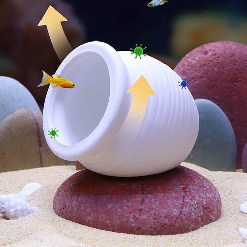 Saim Aquarium Jar Decorations - Fish Tank Ceramic Pot Cave Fish Breeding Cones Hideaway Cave for Fighting Fish, Cichlids, Amano Shrimp,Bonsai to Play, Hide and Rest [White] in Saudi Arabia