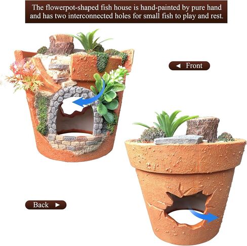 majoywoo Simulated Potted Plant Decoration for Fish Tank and Reptile Tank, Artificial Resin Aquarium Decor, Reptile, Goldfish, and Betta Fish Cave Hideout in Saudi Arabia
