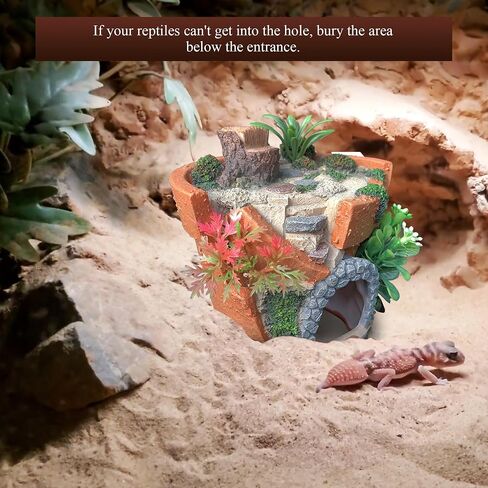 majoywoo Simulated Potted Plant Decoration for Fish Tank and Reptile Tank, Artificial Resin Aquarium Decor, Reptile, Goldfish, and Betta Fish Cave Hideout in Saudi Arabia