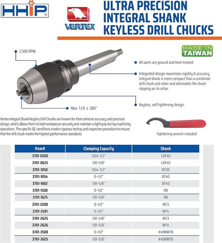 VERTEX 3701-2626 1/8-5/8 Inch MT4 Integrated Keyless Drill Chuck in Saudi Arabia
