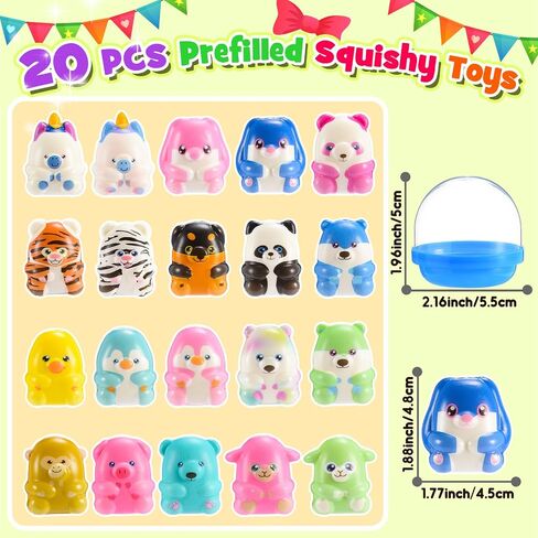 20 PCS Squishy Animals Toys, Birthday Gifts for Kids Classroom Prizes Treasure Box Toys Party Favors Desk Pets Sensory Toys for Autism Goodie Bags Pinata Stuffers for Toddler Boys Girls in Saudi Arabia