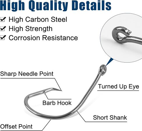 Circle Hooks Saltwater Fishing Hook Kit, 160pcs Offset Hooks Catfish Hook Sharp Octopus Fishing Hooks High Carbon Steel Sport Circle Hooks for Saltwater Freshwater Fishing Size:1#-5/0 in Saudi Arabia