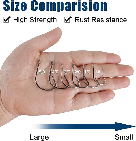 Circle Hooks Saltwater Fishing Hook Kit, 160pcs Offset Hooks Catfish Hook Sharp Octopus Fishing Hooks High Carbon Steel Sport Circle Hooks for Saltwater Freshwater Fishing Size:1#-5/0 in Saudi Arabia