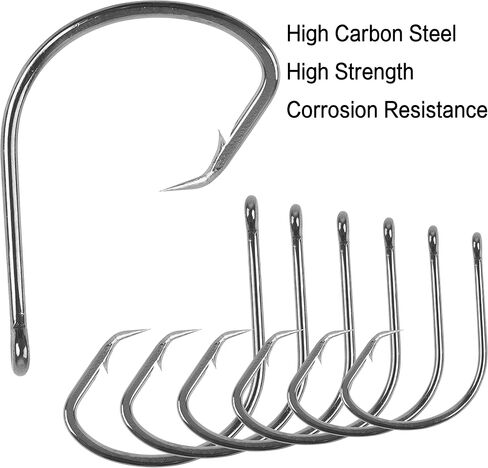 Circle Hooks Saltwater Fishing Hook Kit, 160pcs Offset Hooks Catfish Hook Sharp Octopus Fishing Hooks High Carbon Steel Sport Circle Hooks for Saltwater Freshwater Fishing Size:1#-5/0 in Saudi Arabia