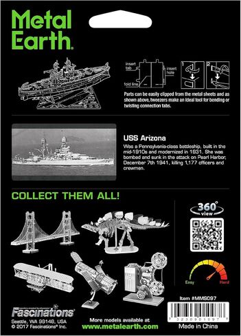مجموعة نماذج معدنية ثلاثية الأبعاد من Metal Earth USS Arizona مع ملاقط رائعة in Saudi Arabia