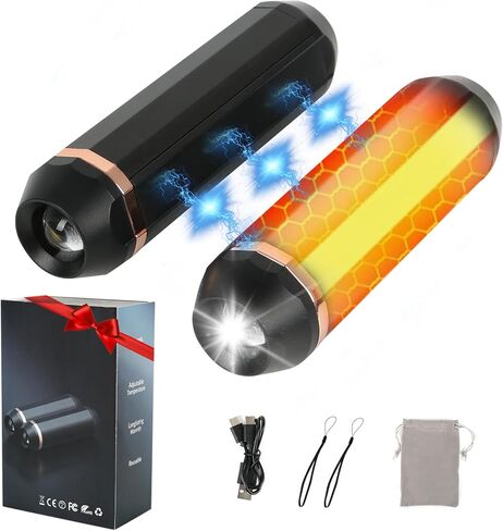 تدفئة اليد المغناطيسية مع مصباح يدوي، 2 حزمة قابلة لإعادة الشحن 10000 مللي أمبير 3 مستويات سخان كهربائي محمول للجيب، تدفئة اليد الساخنة للتخييم، المشي لمسافات طويلة، الصيد، الجولف، كرة القدم in Kuwait