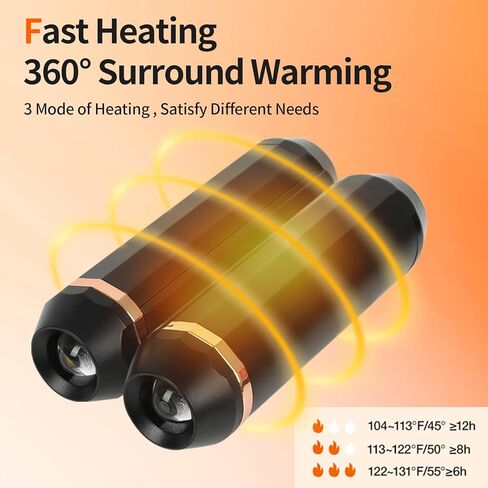 تدفئة اليد المغناطيسية مع مصباح يدوي، 2 حزمة قابلة لإعادة الشحن 10000 مللي أمبير 3 مستويات سخان كهربائي محمول للجيب، تدفئة اليد الساخنة للتخييم، المشي لمسافات طويلة، الصيد، الجولف، كرة القدم in Kuwait