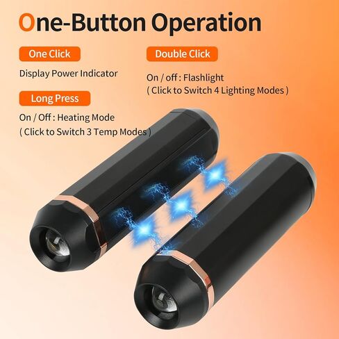 تدفئة اليد المغناطيسية مع مصباح يدوي، 2 حزمة قابلة لإعادة الشحن 10000 مللي أمبير 3 مستويات سخان كهربائي محمول للجيب، تدفئة اليد الساخنة للتخييم، المشي لمسافات طويلة، الصيد، الجولف، كرة القدم in Kuwait