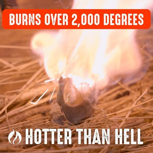 Hell's Fire - حزمة أدوات النجاة من Fire Starter | تشتمل المجموعة على طين هيلز فاير وقضيب حديدي مقاس 3 بوصات في علبة تخزين معدنية in Kuwait