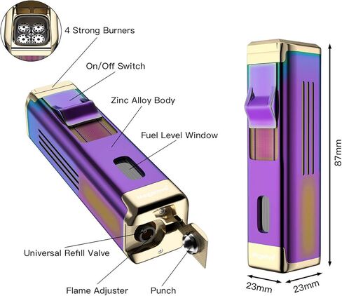 ولاعة شعلة مع ولاعة نفاثة رباعية ولاعة لهب وردي، ولاعة غاز بوتان قابلة لإعادة الملء، ولاعة غاز قابلة للتعديل مع نافذة مرئية للوقود، ولاعة مقاومة للرياح للرجال والنساء، هدية (غاز البوتان غير متضمن) in Kuwait