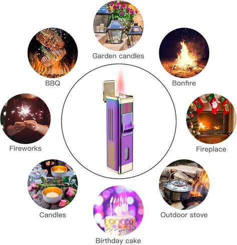 ولاعة شعلة مع ولاعة نفاثة رباعية ولاعة لهب وردي، ولاعة غاز بوتان قابلة لإعادة الملء، ولاعة غاز قابلة للتعديل مع نافذة مرئية للوقود، ولاعة مقاومة للرياح للرجال والنساء، هدية (غاز البوتان غير متضمن) in Kuwait