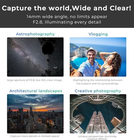 عدسة يدوية بزاوية عريضة للغاية مقاس 14 مم F2.8 II من Pergear، متوافقة مع كاميرات Nikon Z-Mount ذات الإطار الكامل بدون مرآة Z5 Z6 Z7 Z6II Z7II Z9 in Kuwait