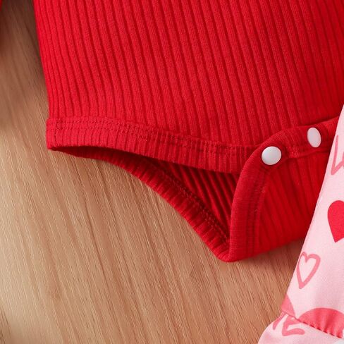 My First Valentine's Day Newborn Baby Girl Outfits Letter Romper Love Heart Print Bell-Bottom Flare Pants Headband in Kuwait