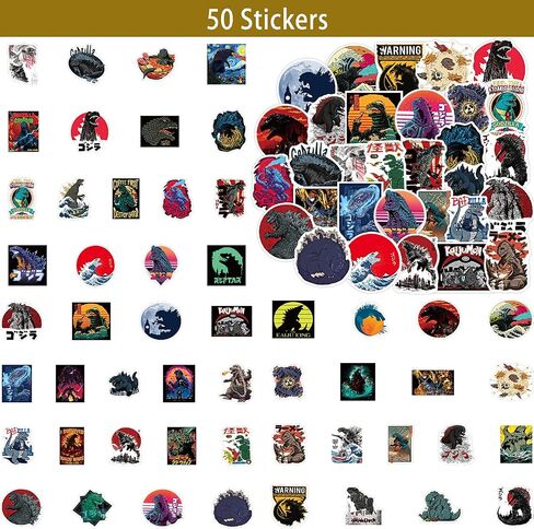 90 Pcs Godzilla Party Favors,Includes 10 Bracelets,10 Button Pins,10 Keychains,50 Stickers in Saudi Arabia