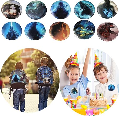 90 Pcs Godzilla Party Favors,Includes 10 Bracelets,10 Button Pins,10 Keychains,50 Stickers in Saudi Arabia