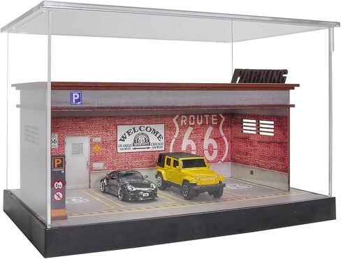 علبة عرض العجلات الساخنة cxiiuui بمقياس 1/64 من Diecast لوقوف السيارات مولدل بإطارين LED نموذج عرض السيارة 7 أماكن لوقوف السيارات مع غطاء أكريليك كامل باللون الأحمر in Kuwait