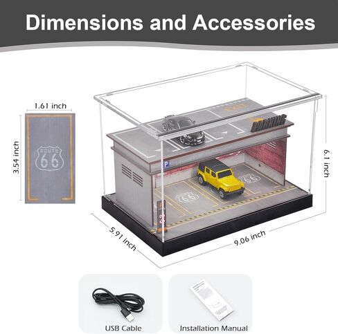 علبة عرض العجلات الساخنة cxiiuui بمقياس 1/64 من Diecast لوقوف السيارات مولدل بإطارين LED نموذج عرض السيارة 7 أماكن لوقوف السيارات مع غطاء أكريليك كامل باللون الأحمر in Kuwait