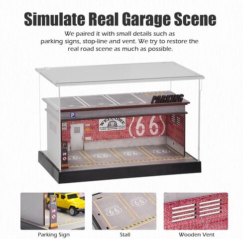 علبة عرض العجلات الساخنة cxiiuui بمقياس 1/64 من Diecast لوقوف السيارات مولدل بإطارين LED نموذج عرض السيارة 7 أماكن لوقوف السيارات مع غطاء أكريليك كامل باللون الأحمر in Kuwait