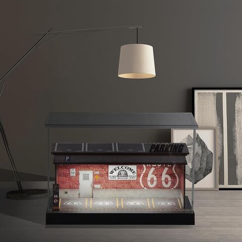 علبة عرض العجلات الساخنة cxiiuui بمقياس 1/64 من Diecast لوقوف السيارات مولدل بإطارين LED نموذج عرض السيارة 7 أماكن لوقوف السيارات مع غطاء أكريليك كامل باللون الأحمر in Kuwait