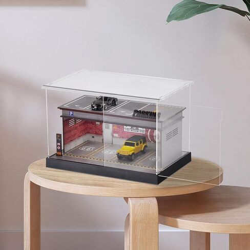 علبة عرض العجلات الساخنة cxiiuui بمقياس 1/64 من Diecast لوقوف السيارات مولدل بإطارين LED نموذج عرض السيارة 7 أماكن لوقوف السيارات مع غطاء أكريليك كامل باللون الأحمر in Kuwait