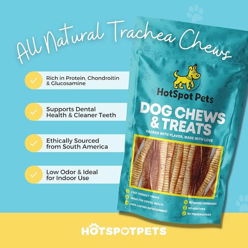 hotspot pets Premium 12'' Beef Trachea for Dogs Large - All Natural Long Lasting Dog Chews Rich in Glucosamine & Chondroitin 100% Beef Chews Single Ingredient Grass Fed Dog Treats in Kuwait