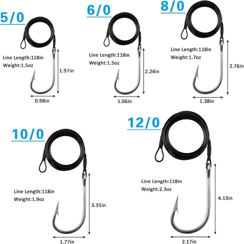 Fishing Shark Rigs Surf Fishing Stainless Steel Cable Leader Wire with Tuna Shark Hooks Saltwater Fishing Deep Sea Hooks Big Fish Shark Leader Rig in Saudi Arabia