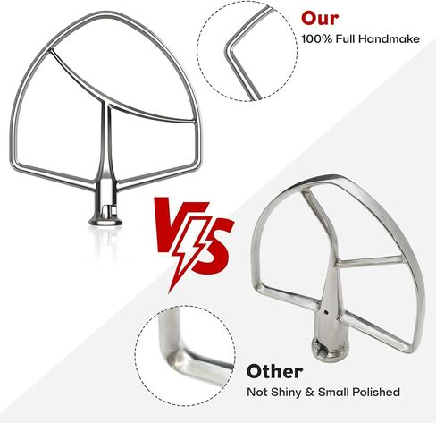 ملحق مجداف من الفولاذ المقاوم للصدأ لخلاط حامل كيتشن ايد بسعة 5 كيو تي/6 كيو تي، استبدال المضرب المسطح للخلاط الاحترافي 5 بلس والخلاط الاحترافي من سلسلة 600، آمن للاستخدام في غسالة الأطباق من إنومون in Kuwait