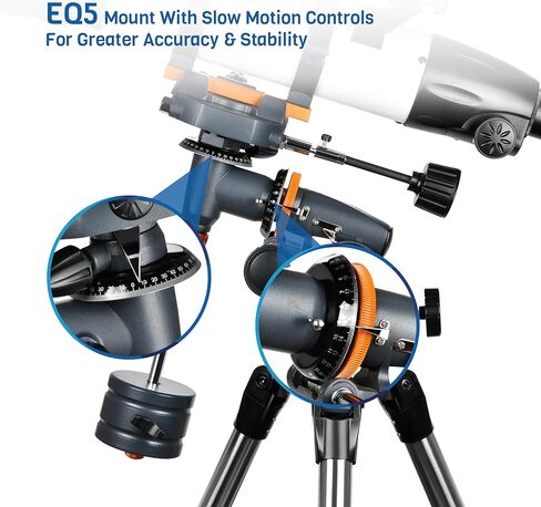 تلسكوب AOMEKIE 650x90 مم تلسكوب منكسر فلكي للبالغين والمبتدئين، طلاء عالي النقل متعدد الطبقات بالكامل، حامل EQ مع حامل ثلاثي القوائم، محول الهاتف، تحكم لاسلكي in Kuwait