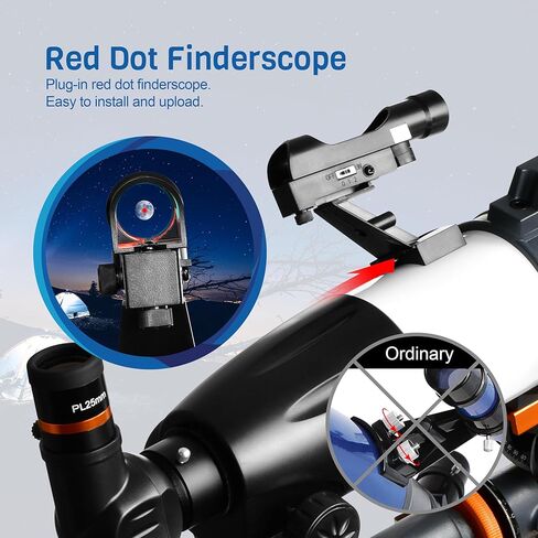 تلسكوب AOMEKIE 650x90 مم تلسكوب منكسر فلكي للبالغين والمبتدئين، طلاء عالي النقل متعدد الطبقات بالكامل، حامل EQ مع حامل ثلاثي القوائم، محول الهاتف، تحكم لاسلكي in Kuwait