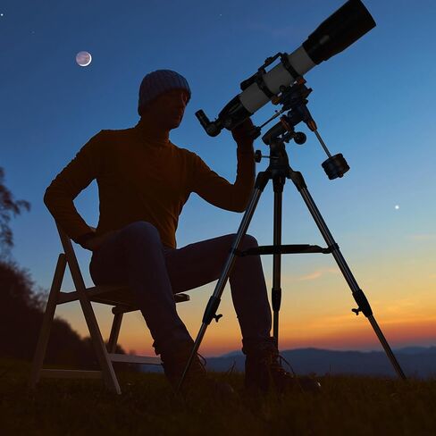 تلسكوب AOMEKIE 650x90 مم تلسكوب منكسر فلكي للبالغين والمبتدئين، طلاء عالي النقل متعدد الطبقات بالكامل، حامل EQ مع حامل ثلاثي القوائم، محول الهاتف، تحكم لاسلكي in Kuwait