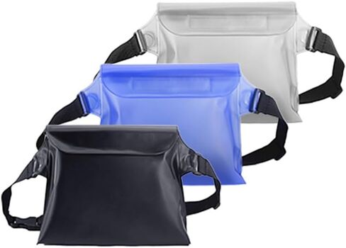 Waterproof Pouch With Black Waist Strap, Fanny Packs for Women and Men - Joylyfe Belt Pouches Best way to keep phone and valuables for Travel safe and dry Black Gray Blue (3pcs Pack) in Saudi Arabia