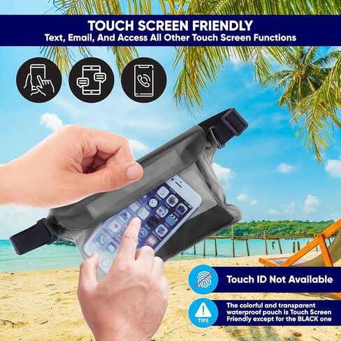 Waterproof Pouch With Black Waist Strap, Fanny Packs for Women and Men - Joylyfe Belt Pouches Best way to keep phone and valuables for Travel safe and dry Black Gray Blue (3pcs Pack) in Saudi Arabia