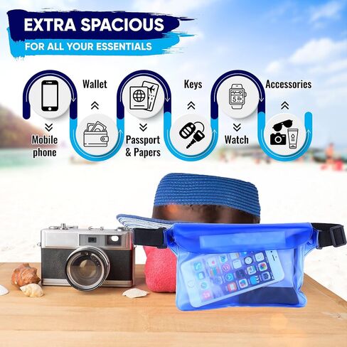 Waterproof Pouch With Black Waist Strap, Fanny Packs for Women and Men - Joylyfe Belt Pouches Best way to keep phone and valuables for Travel safe and dry Black Gray Blue (3pcs Pack) in Saudi Arabia