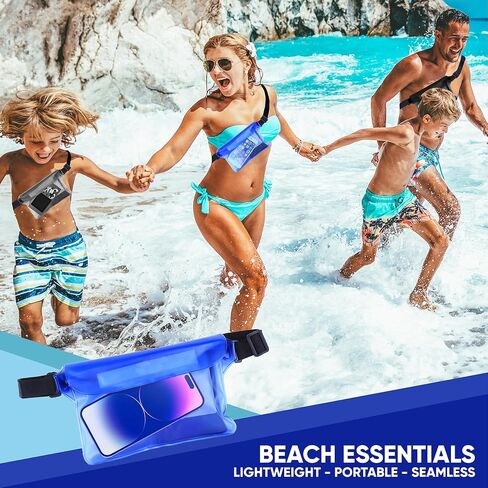 Waterproof Pouch With Black Waist Strap, Fanny Packs for Women and Men - Joylyfe Belt Pouches Best way to keep phone and valuables for Travel safe and dry Black Gray Blue (3pcs Pack) in Saudi Arabia