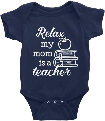 بدلة أطفال من Relax My Mom Is A Teacher حديثي الولادة بأكمام قصيرة للزحف in Kuwait