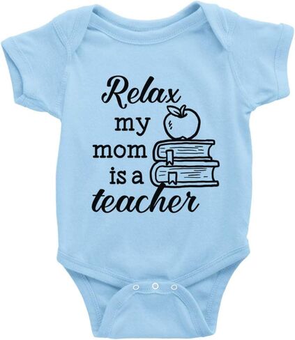 بدلة أطفال من Relax My Mom Is A Teacher حديثي الولادة بأكمام قصيرة للزحف in Kuwait